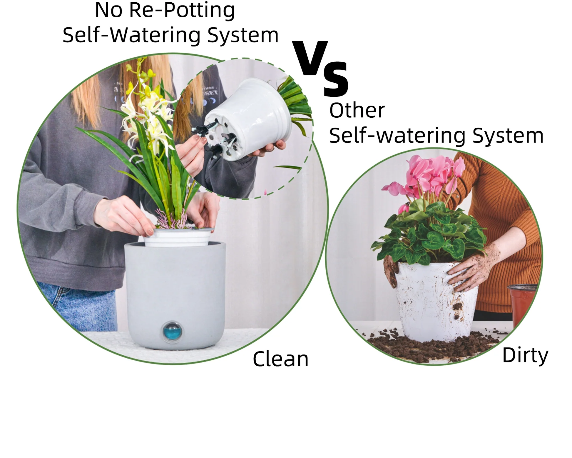 3 Pack Self-Watering Pots For Indoor Plants