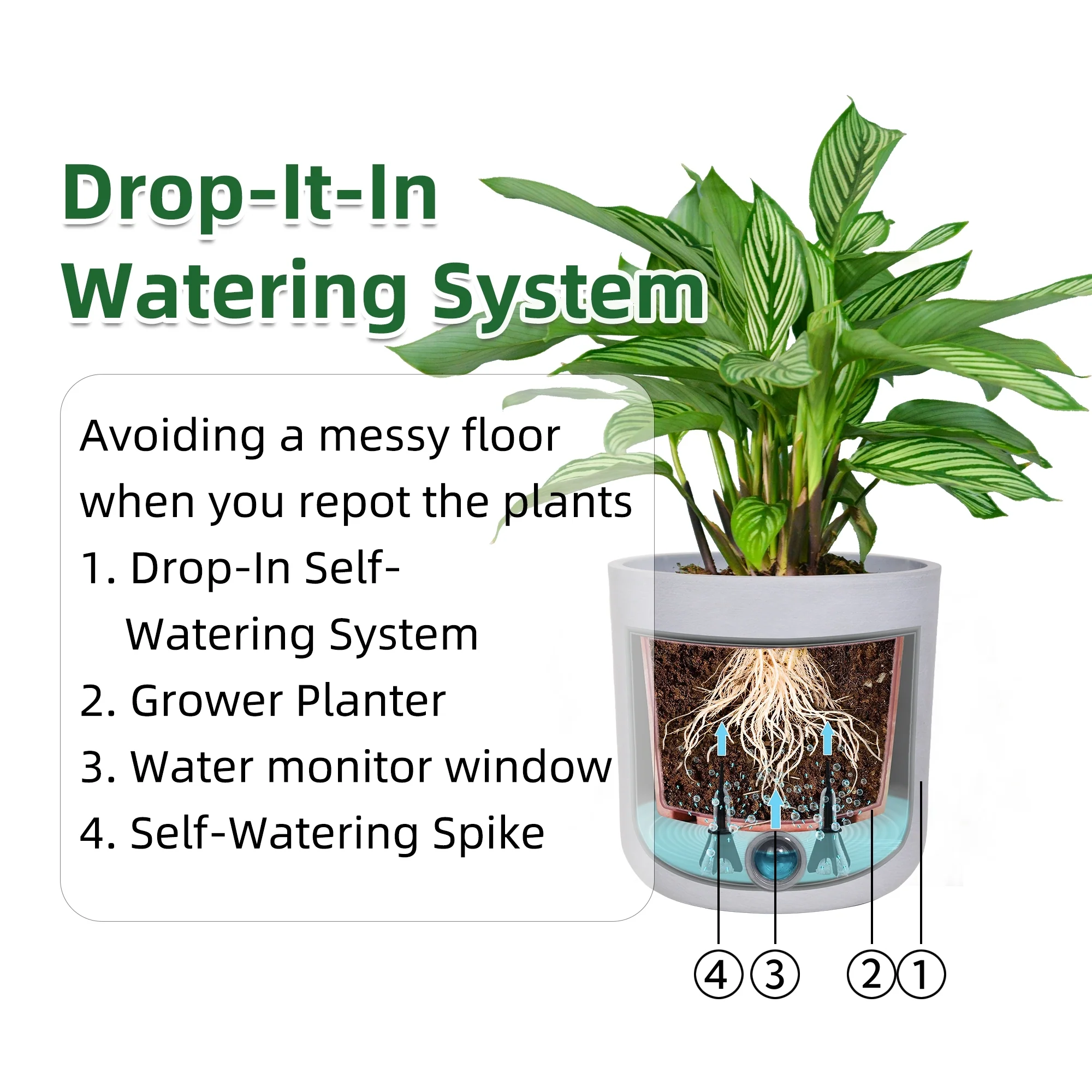 3 Pack Self-Watering Pots For Indoor Plants